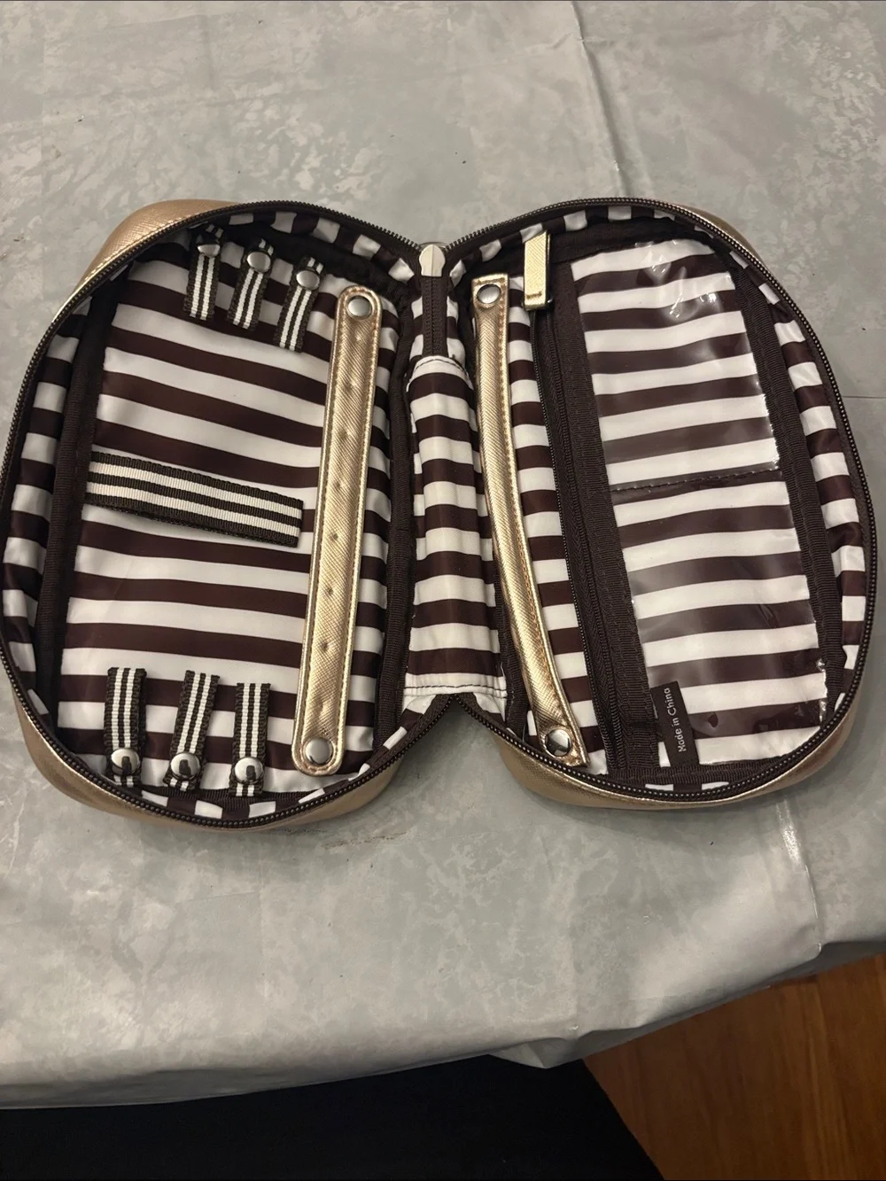 Henri Bendel Metallic Rose Gold Cosmetic Pouch